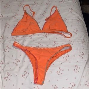 Zaful Orange Bikini w/ colofurl stitching
